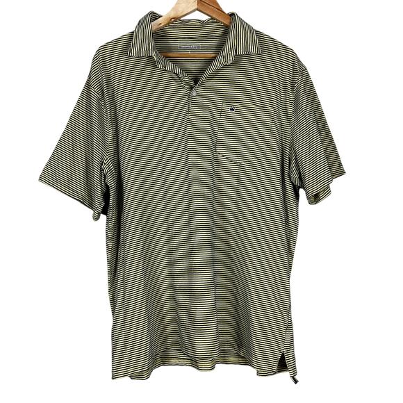 Crown & Ivy Polo Shirt Mens L Yellow Blue Striped Cotton Stretch Preppy Dadcore - Picture 1 of 5